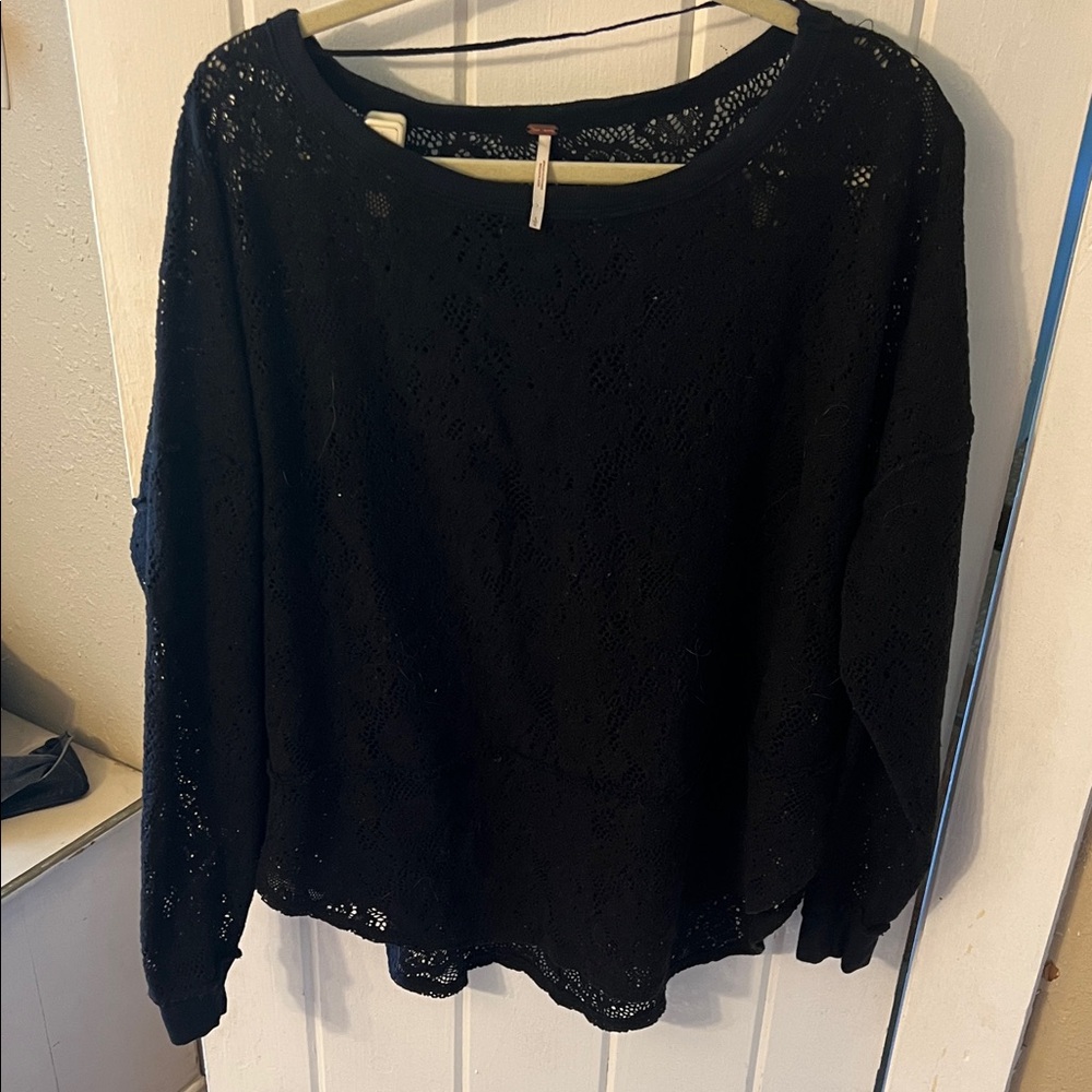 Free People Black Lace shirt